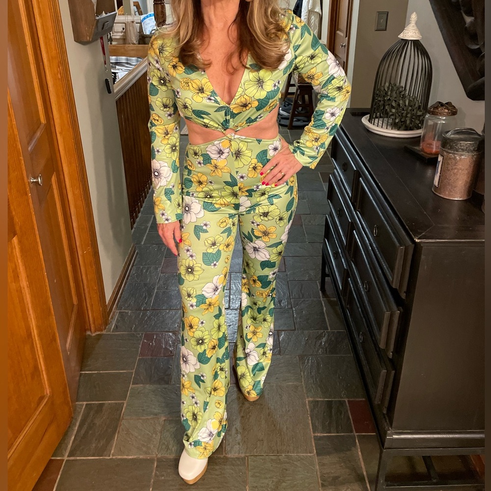 Green Floral Jumpsuit